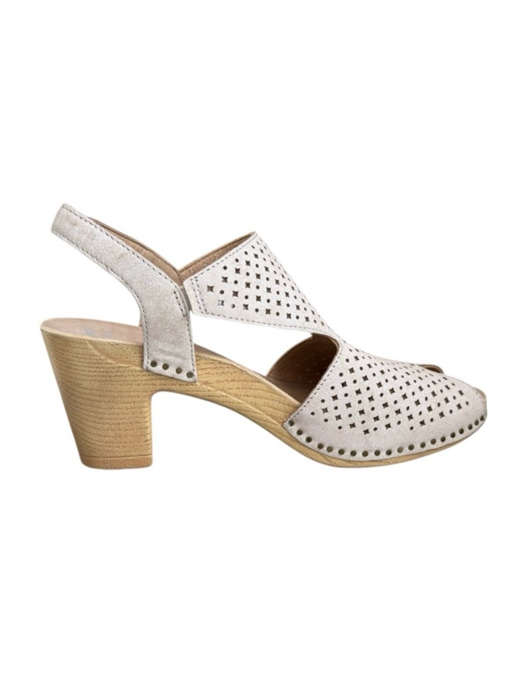 Dansko Light Tan Perforated Design Slingback Heels Sandals